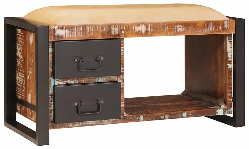 Banco de Armazenamento Multicolorido 80x35x40 cm Madeira Sólida Recupe