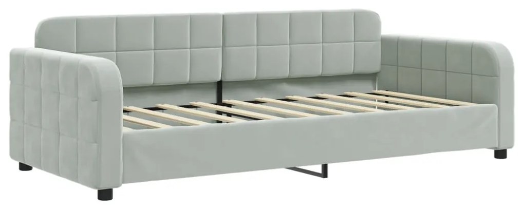 Sofá-cama com gavetão 90x190 cm veludo cinzento-claro