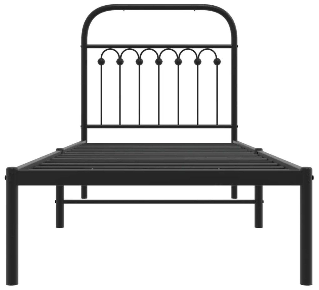 Estrutura de cama metal s/ colchão c/ cabeceira 75x190 cm preto