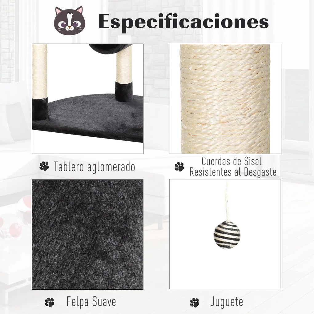 PawHut Árvore Arranhador para Gatos Grande Altura 155cm Torre de Escal