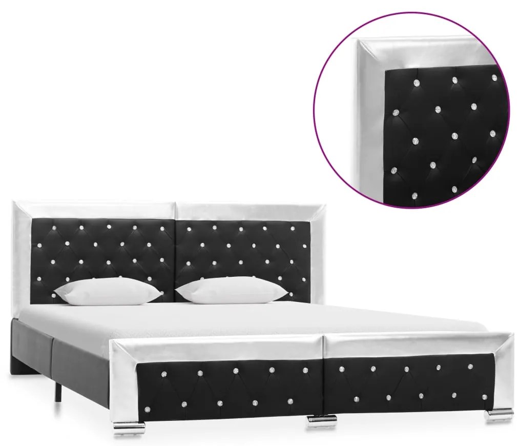 Estrutura de cama 160x200 cm couro artificial preto