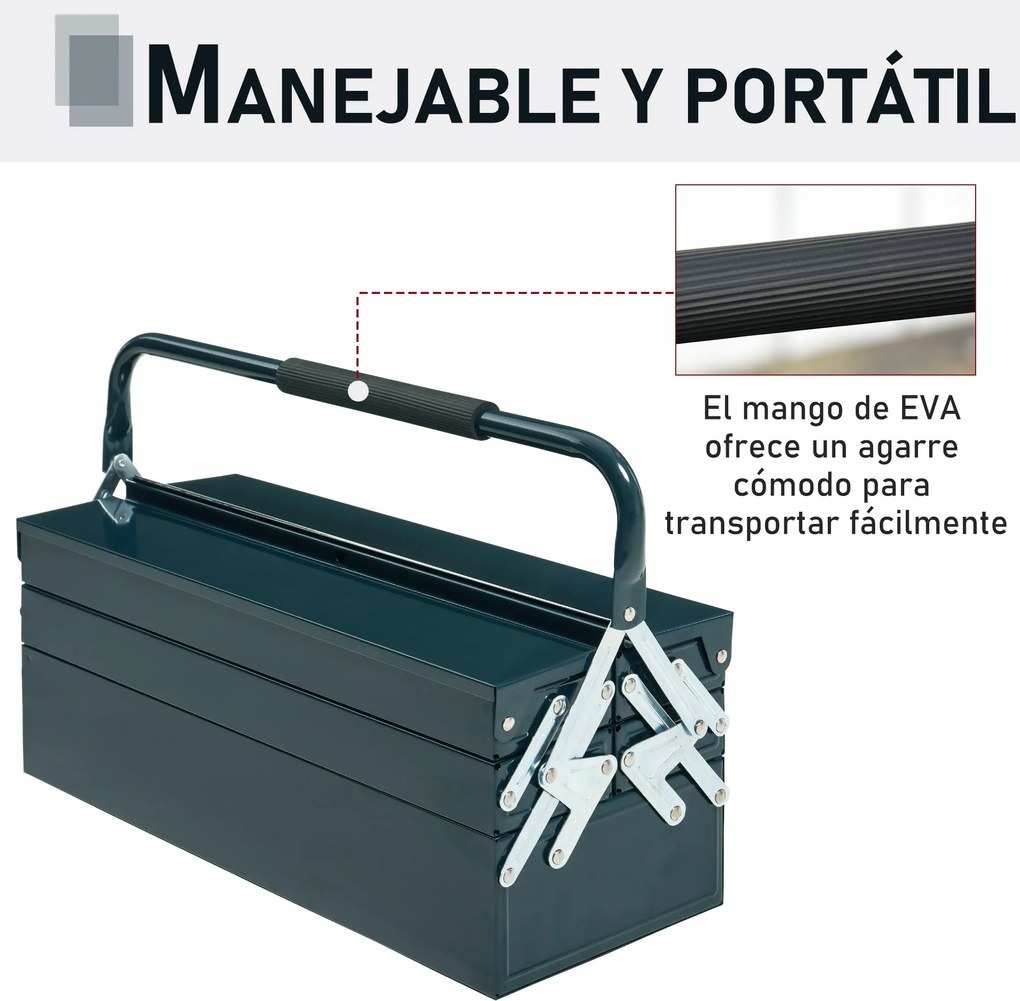 Caixa de Ferramentas portátil Dobrável de Aço com 5 compartimentos com