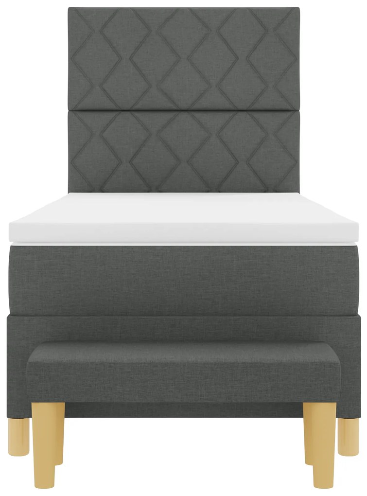 Cama Box Spring com Colchão e Base Cinza Escuro 100x200 cm Tecido