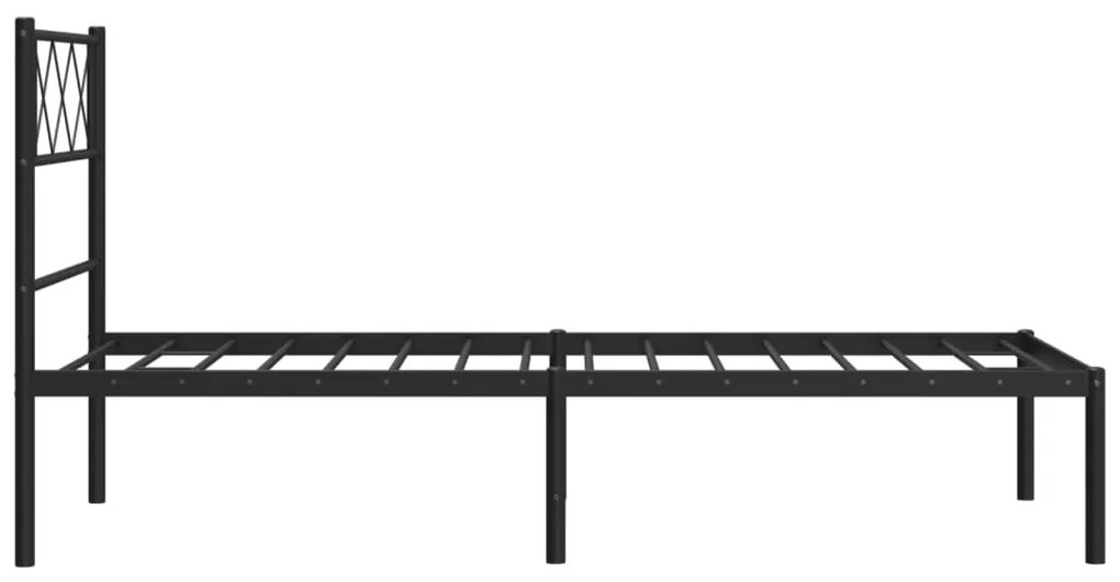Estrutura de cama metal s/ colchão c/ cabeceira 75x190 cm preto