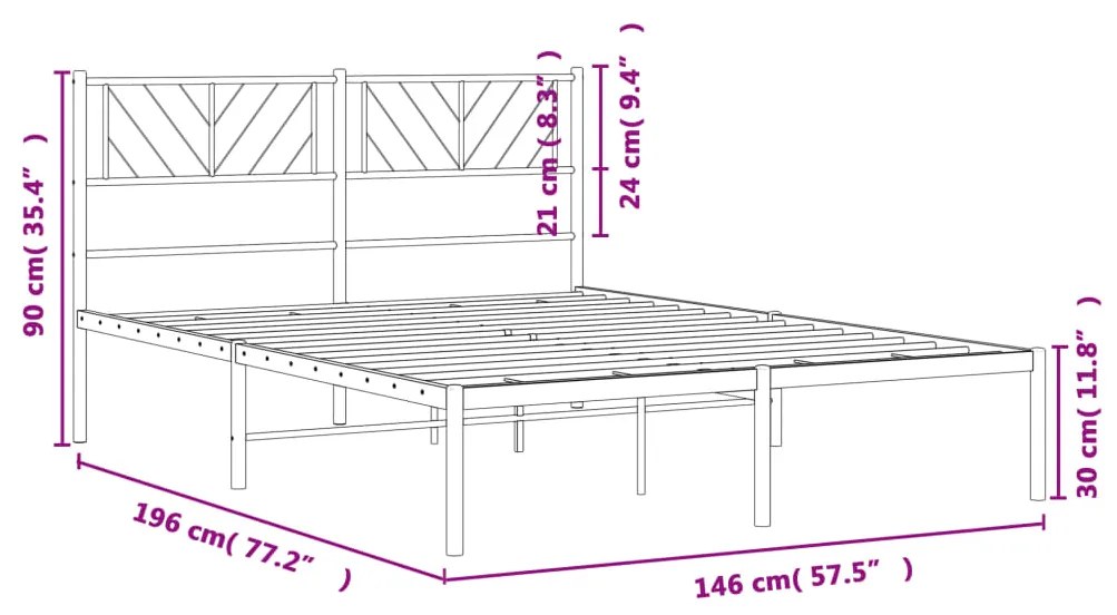 Estrutura de cama com cabeceira 140x190 cm metal branco