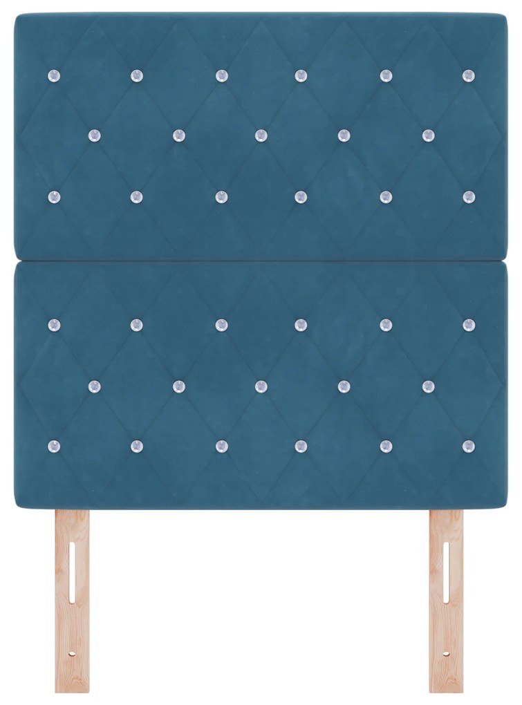 Cabeceira vidaXL com Botão de Cristal Tufted Azul Escura 80 cm Veludo,