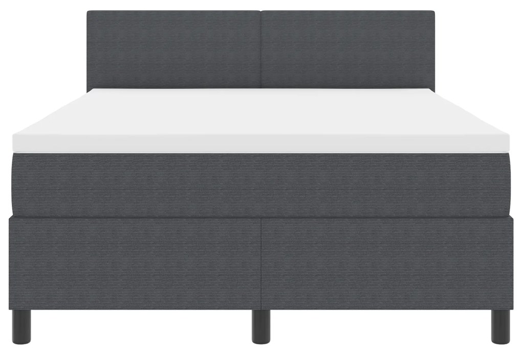 Cama Box com Colchão Cinza Escuro 160x200 cm Tecido de Veludo Cotelê