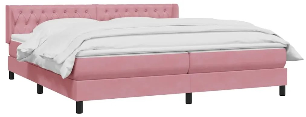 Cama com molas colchão 200x210 cm veludo rosa