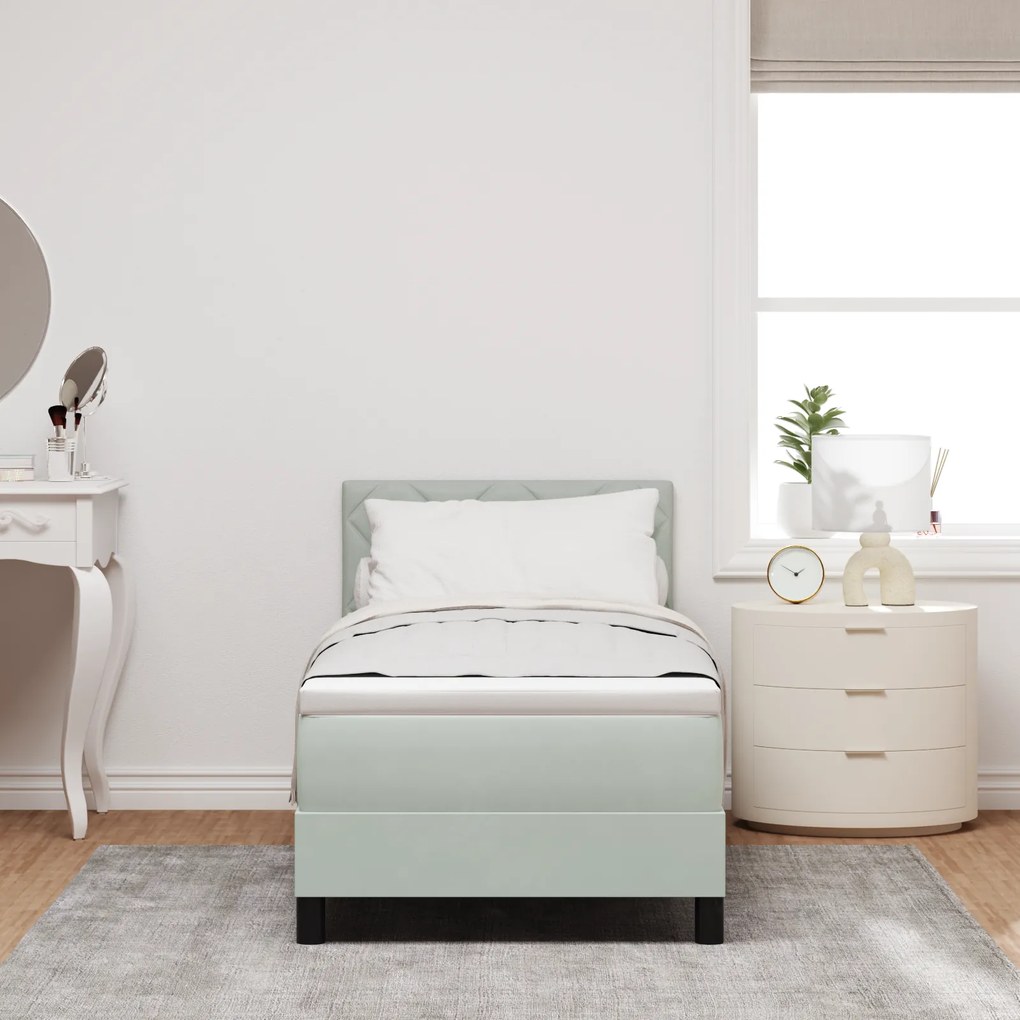 Cama Box com Colchão vidaXL Cinza Claro 80x200 cm Veludo