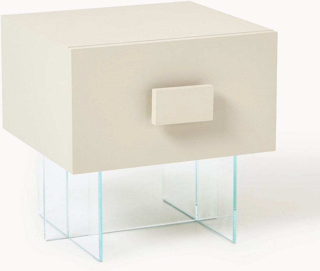 Mesa de cabeceira com pés em vidro Kuno