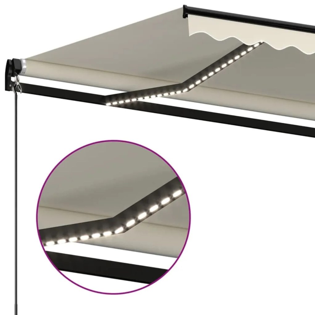 Toldo retrátil manual com LED 350x250 cm cor creme