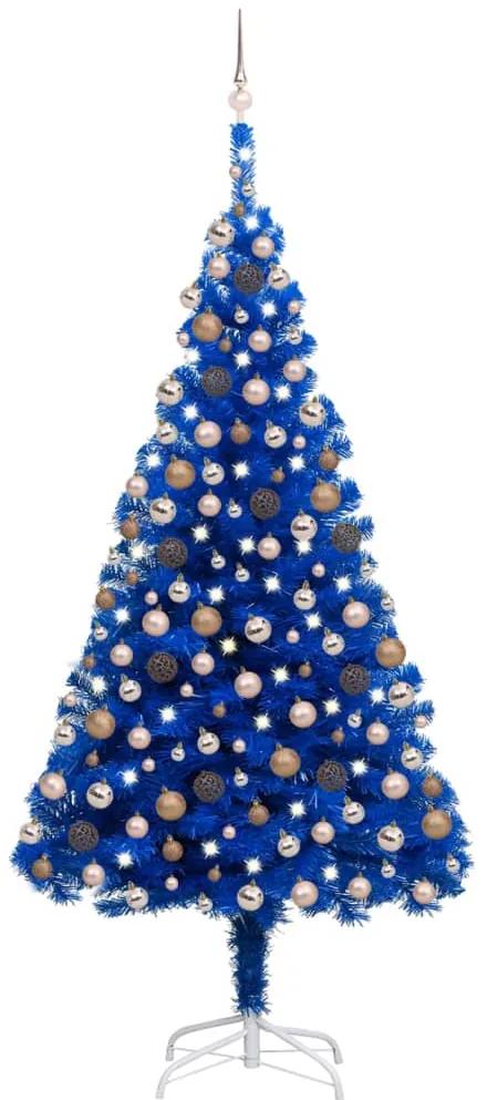 3077597 vidaXL Árvore de Natal artificial c/ luzes LED e bolas 240 cm PVC azul