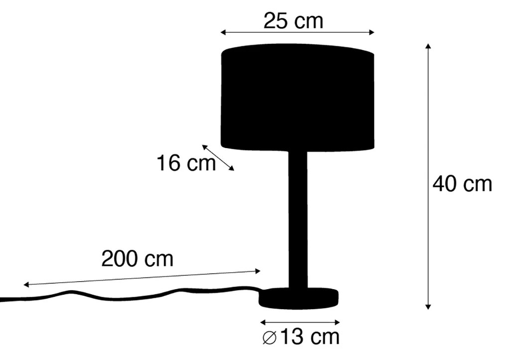 Candeeiro de mesa madeira com abajur oval de linho branco 25cm - Mels Rústico ,Moderno