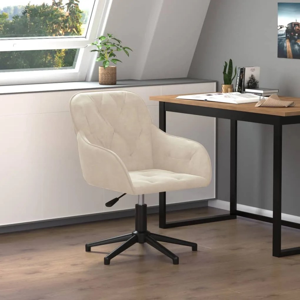 vidaXL Cadeira de escritório giratória veludo cor creme