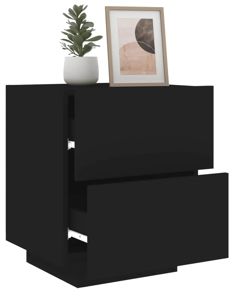 Mesa de Cabeceira Kenobi com Luzes LED - Preto - Design Moderno