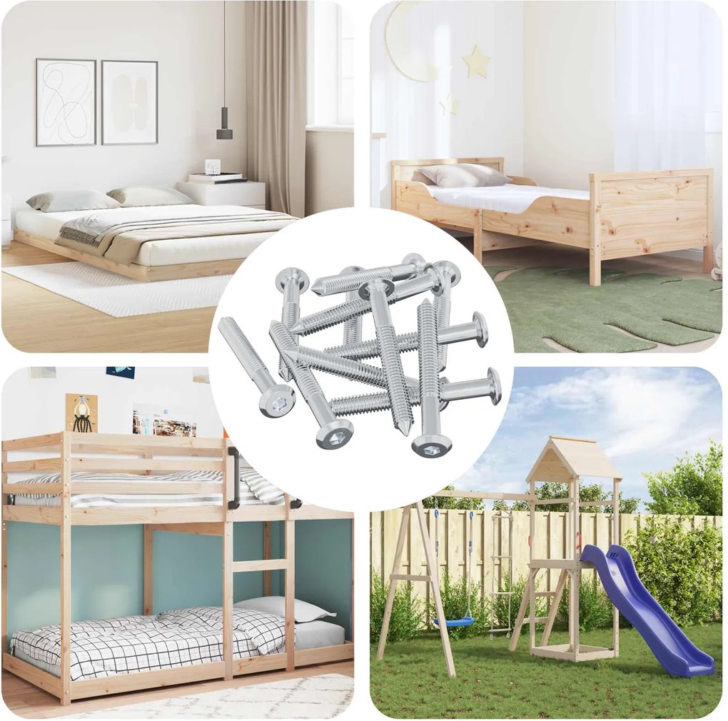 vidaXL Parafuso 1800 pcs Prateado M6 x 50 mm Aço