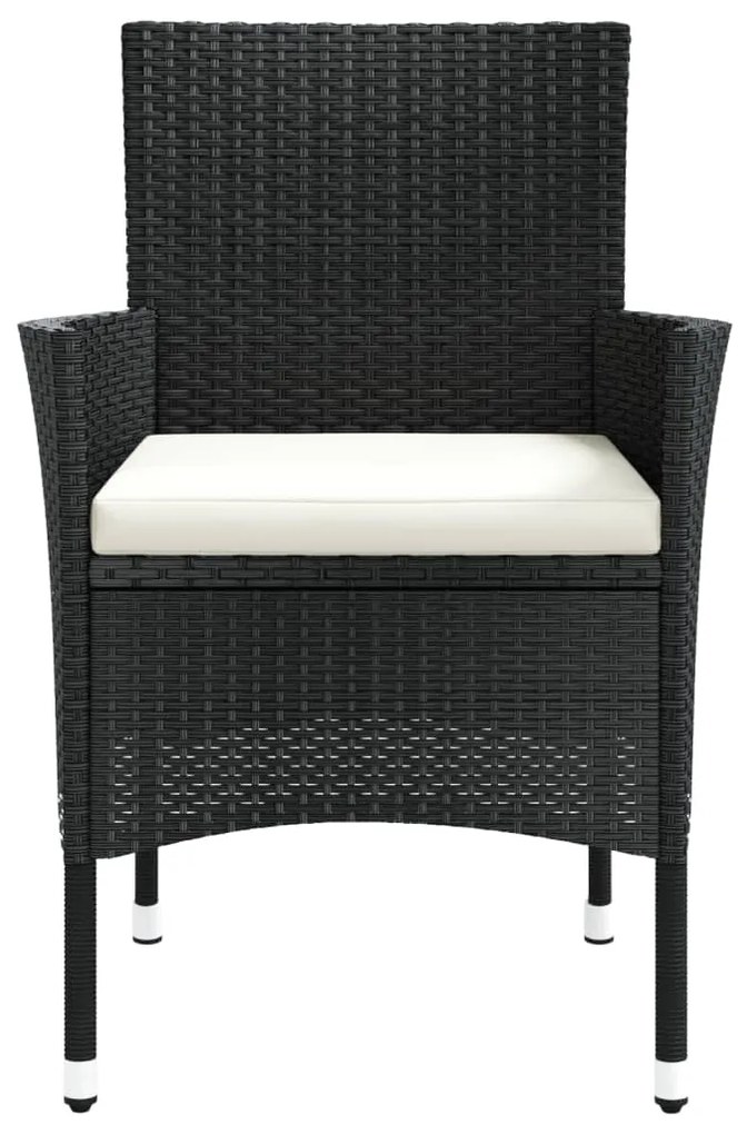 Cadeiras de jardim com almofadões 4 pcs vime PE preto