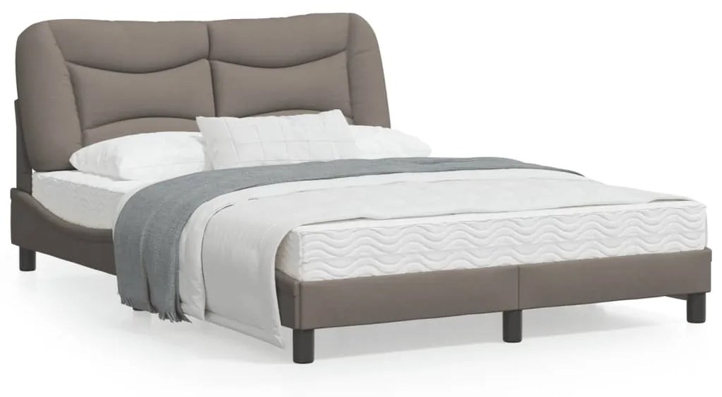 vidaXL Cama sem colchão 140x200 cm tecido castanho-acinzentado