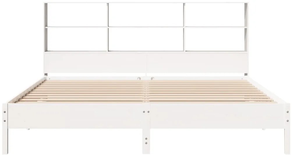 Cama com estante sem colchão 200x200 cm pinho maciço branco
