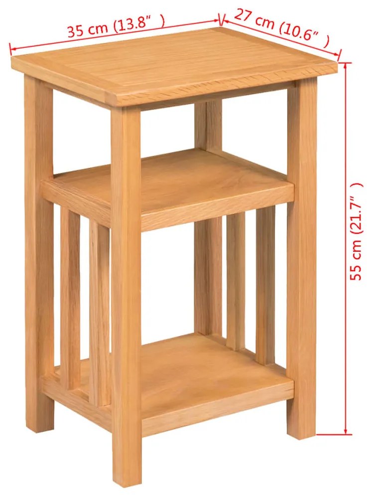 Mesa de apoio c/ suporte revistas 27x35x55 cm carvalho maciço