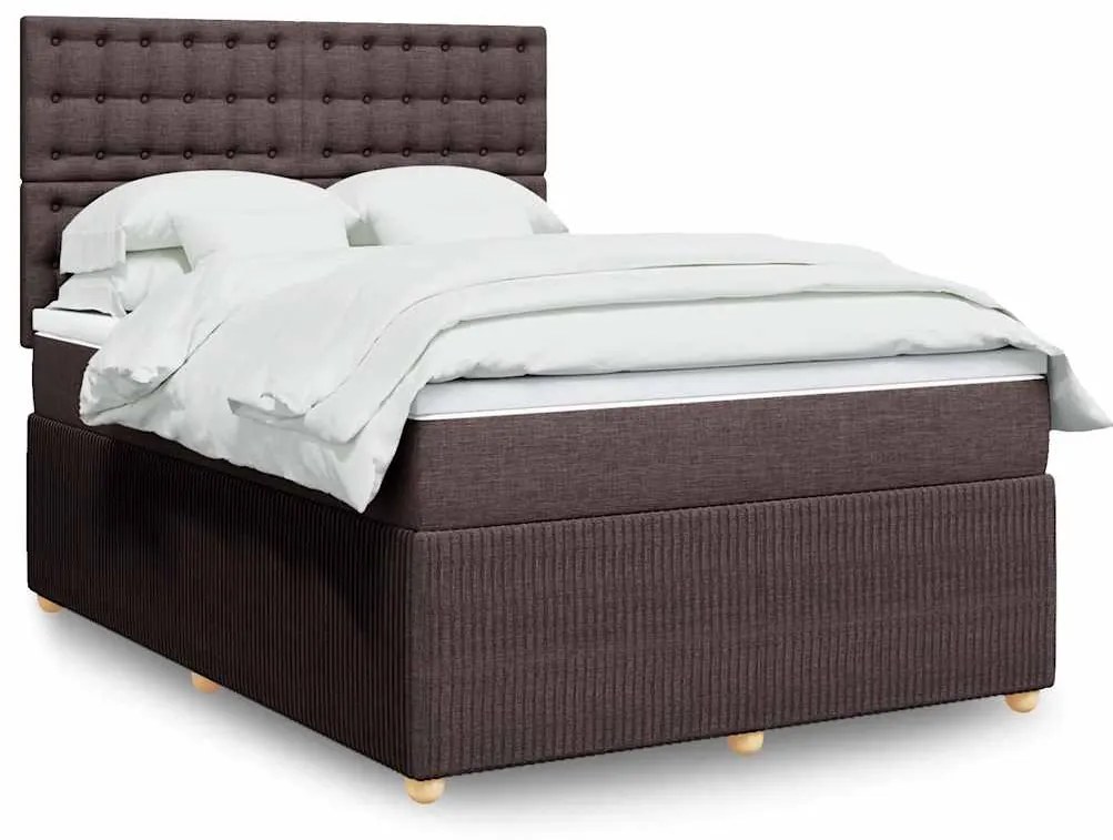 Cama com molas/colchão 140x190 cm tecido castanho-escuro