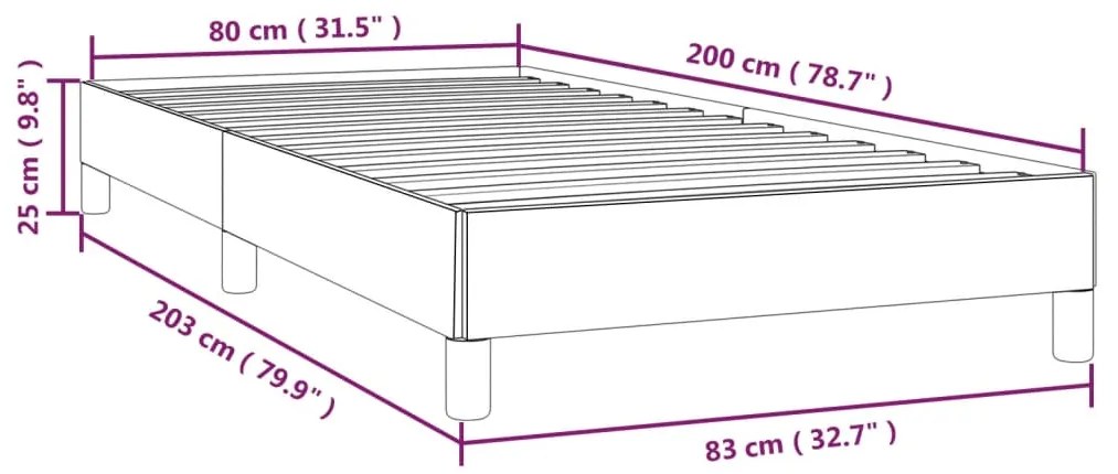 Estrutura de cama em tecido 80x200 cm cinzento-claro