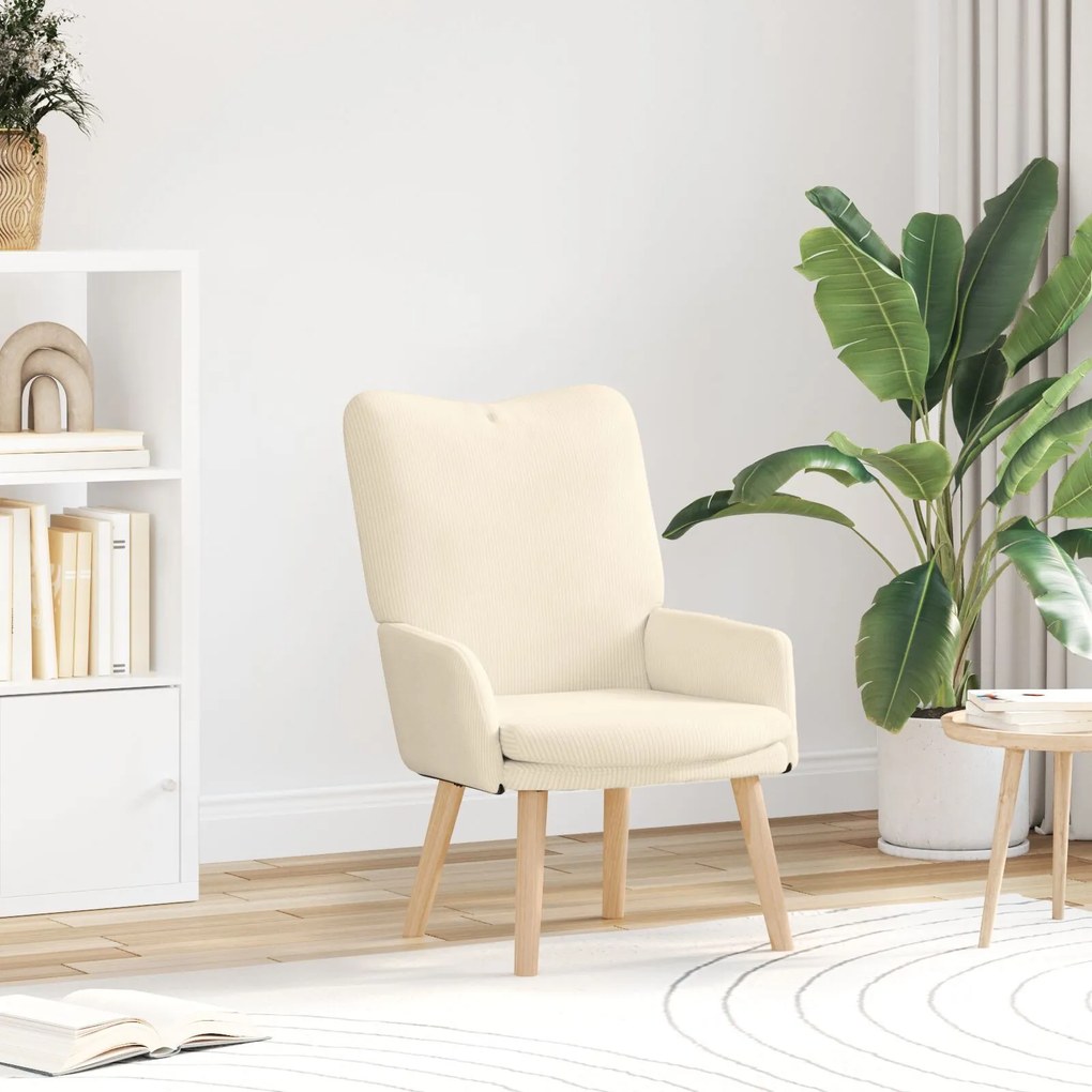 Poltrona Relaxante Cream em Tecido Corduroy