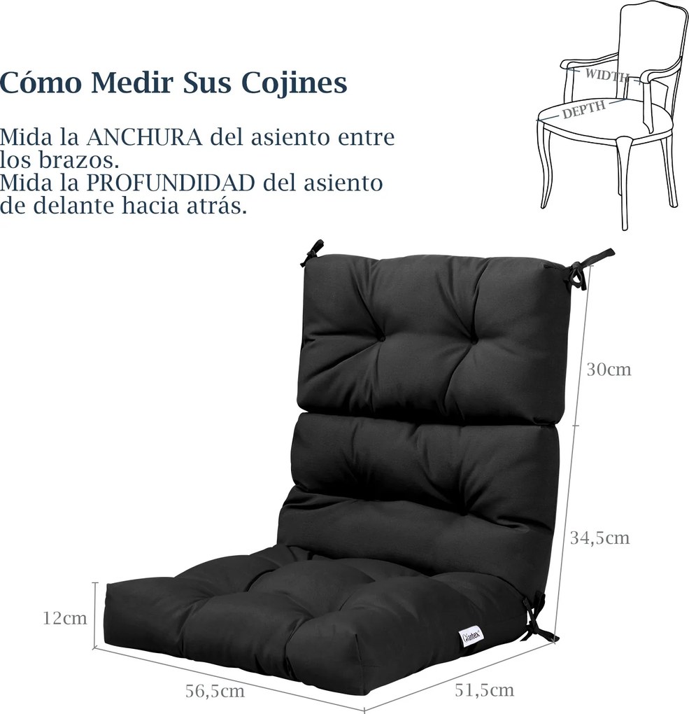 Almofada para Cadeira de Encosto Alto (CADEIRA NÃO INCLUIDA), 56,5 x 51,5 x 64,5 cm, Encosto Ajustável, Preto