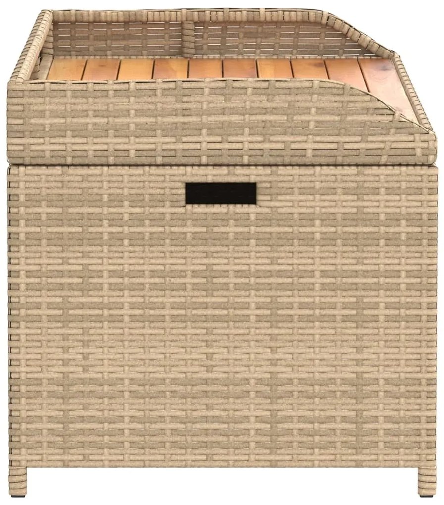 Banco de arrumação 100x50x52 cm vime PE/acácia mistura de beges