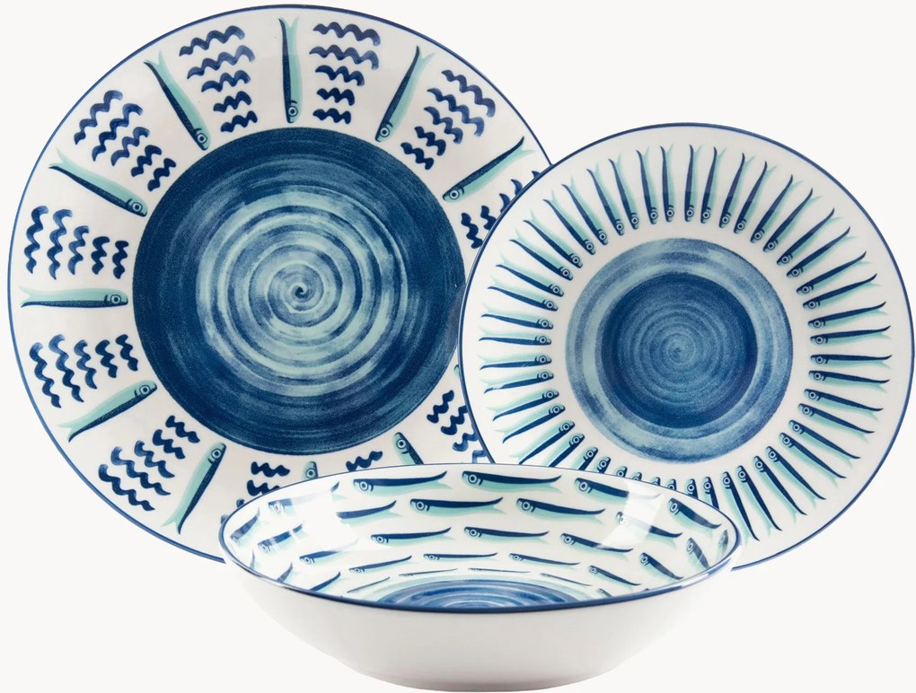Conjunto de loiça em porcelana Mediterraneo, 6 pessoas, conjunto de 18