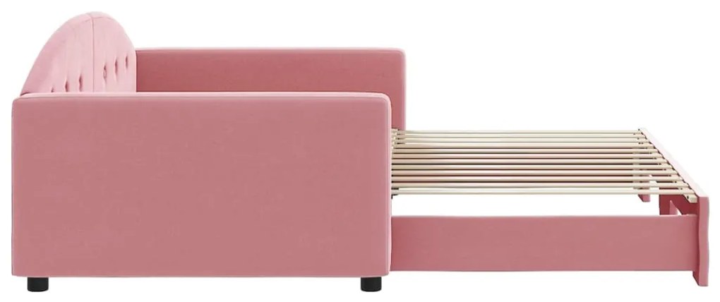 Sofá-cama com gavetão 100x200 cm veludo rosa