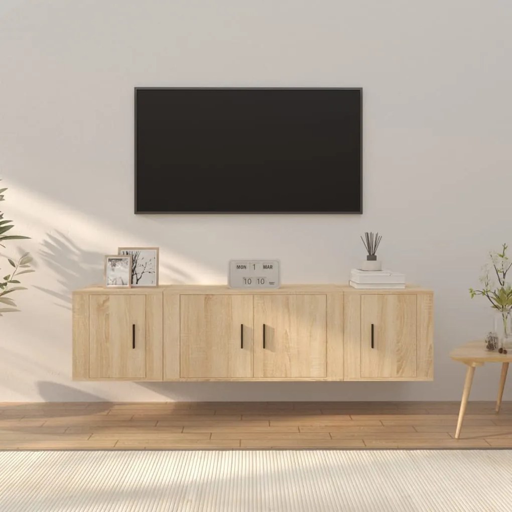 vidaXL Conjunto móveis de TV 3 pcs madeira processada carvalho sonoma