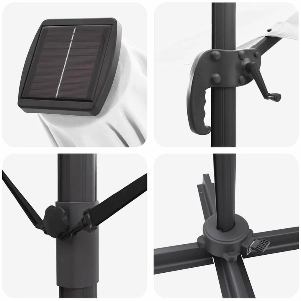 Guarda-Sol Cantilever Roma com LEDs na Cor Areia - 352x251x265 cm em A