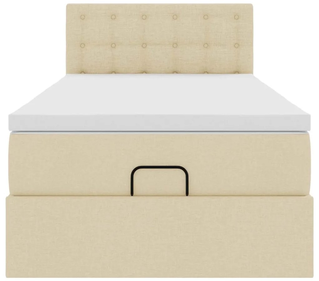 Cama otomana com colchão 100x200 cm tecido creme