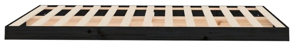Estrutura cama de casal pequena 120x190 cm pinho maciço preto