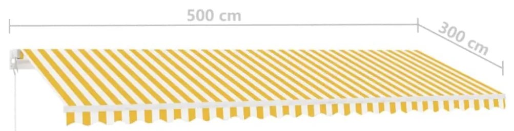 Toldo retrátil manual com LED 500x300 cm amarelo e branco