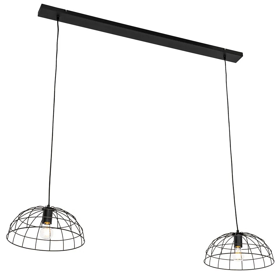 Candeeiro suspenso industrial preto 2 luzes - Hanze