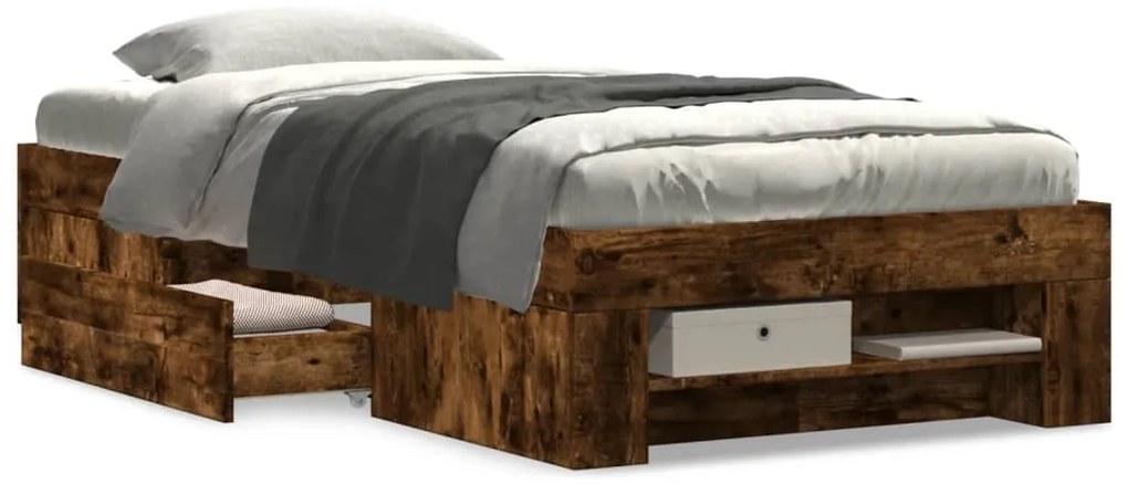 Estrutura cama s/ colchão derivados de madeira carvalho fumado