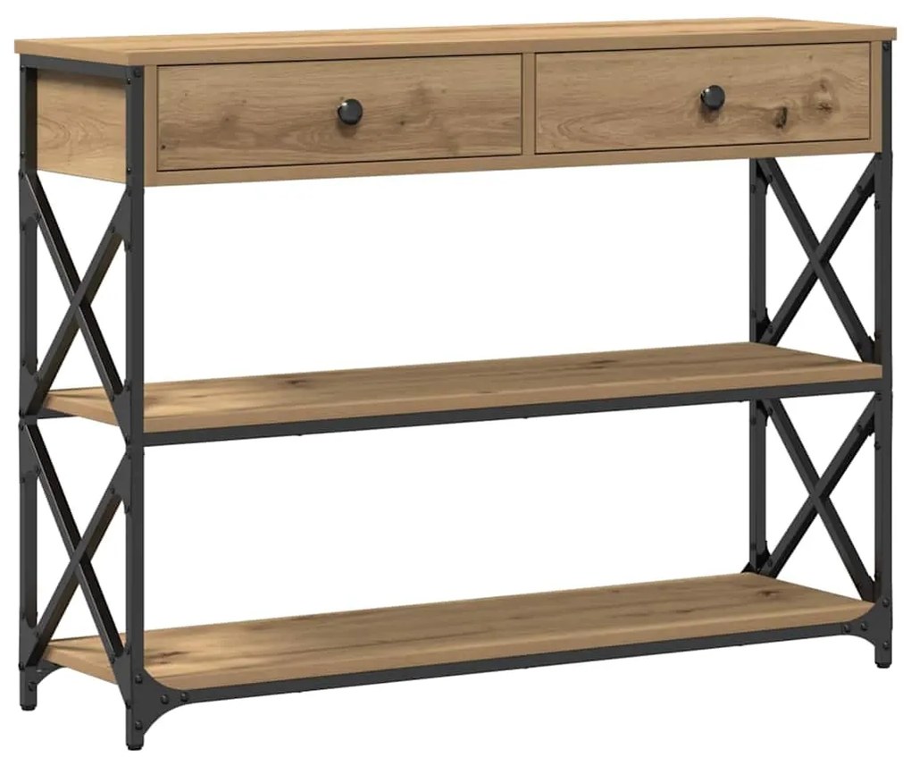 Mesa de Console vidaXL Carvalho Artesanal 100x28x75 cm Madeira Engenhe