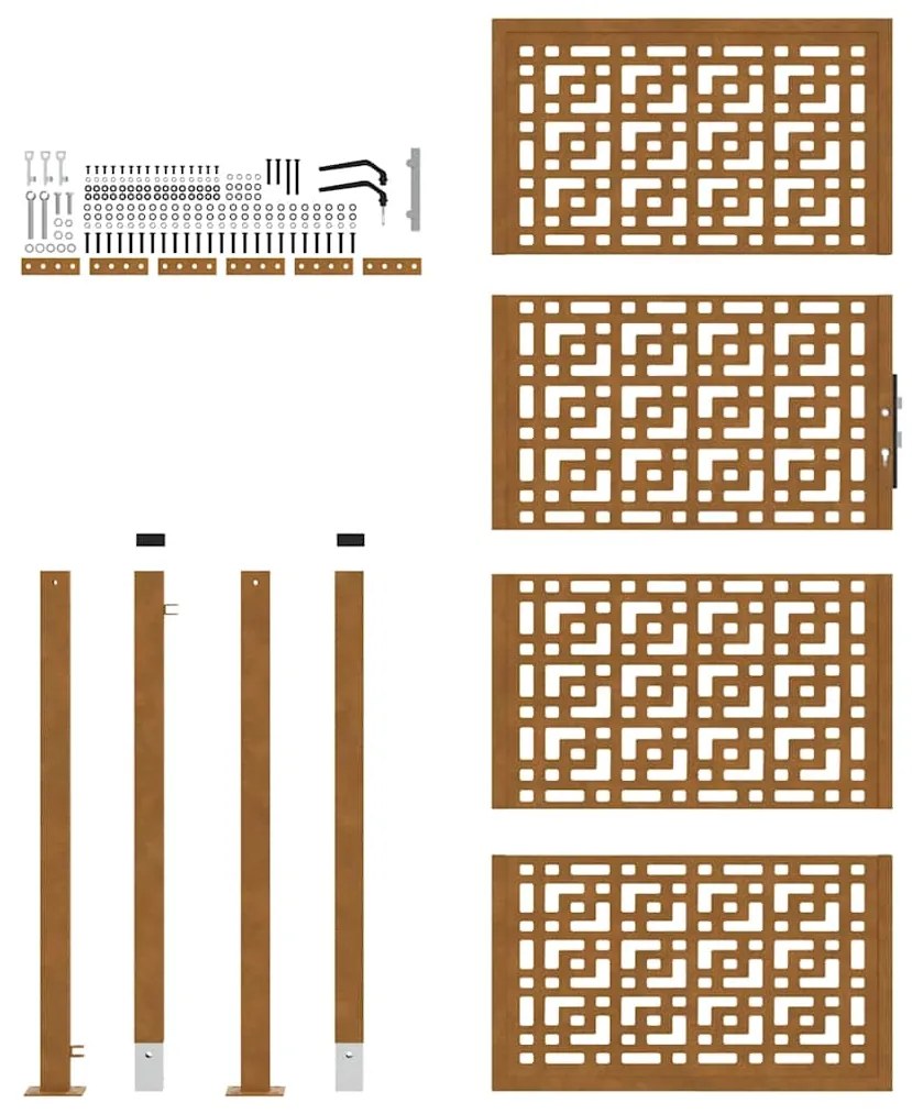 Portão de jardim 105x205 cm design cruzado de aço resistente