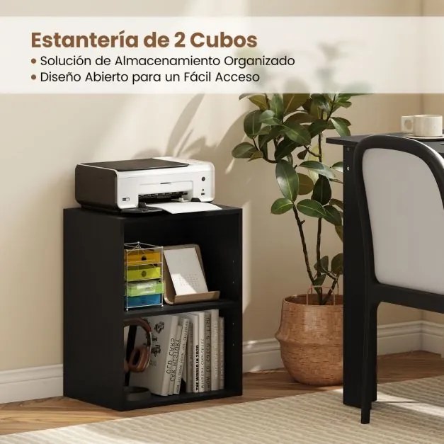 Estante com 2 cubos 42 x 29,5 x 53,5 cm com prateleira ajustável em 5 posições para sala, quarto, escritório Preta