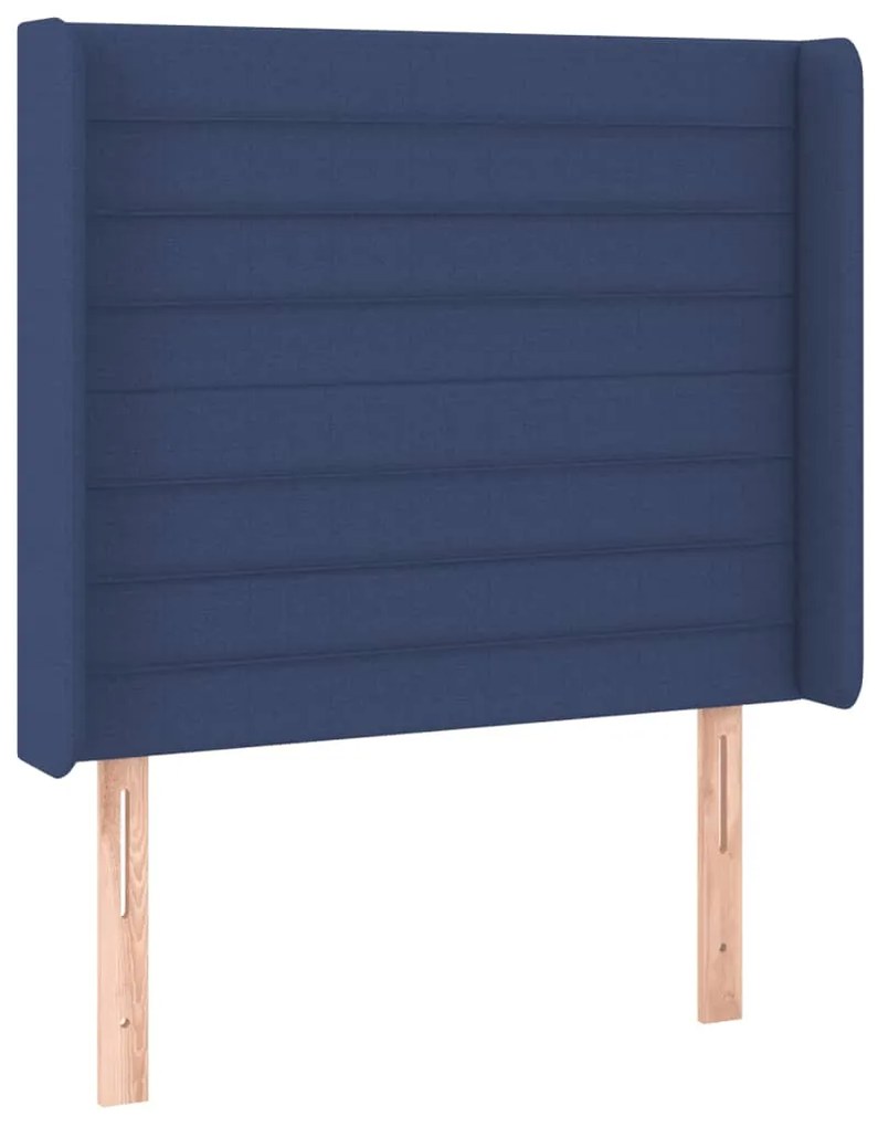 Cabeceira de cama c/ luzes LED tecido 103x16x118/128 cm azul