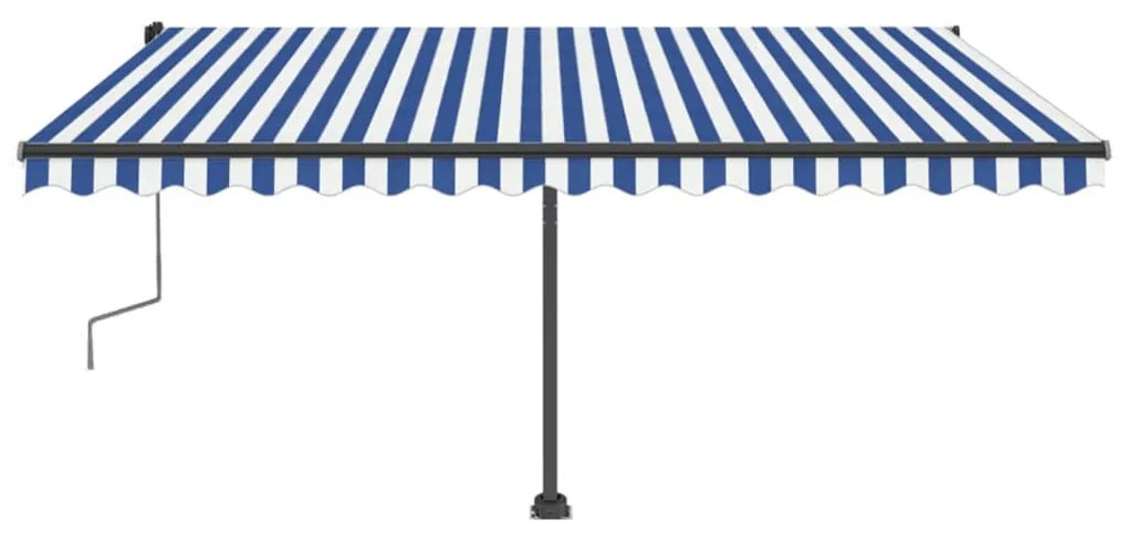 Toldo retrátil manual independente 400x300 cm azul e branco