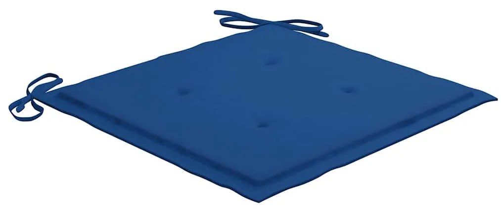 Cadeiras de jardim c/ almofadões azul real 8 pcs teca maciça