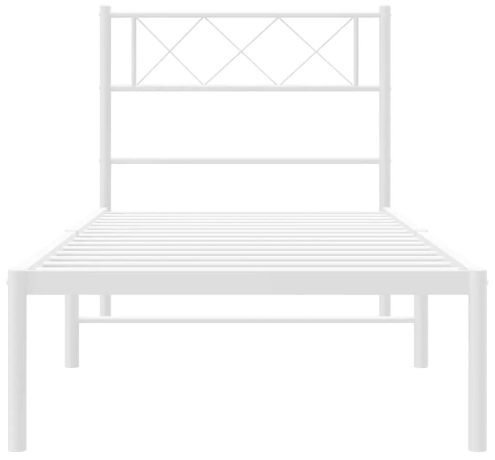 Estrutura de cama em metal com cabeceira 107x203 cm branco