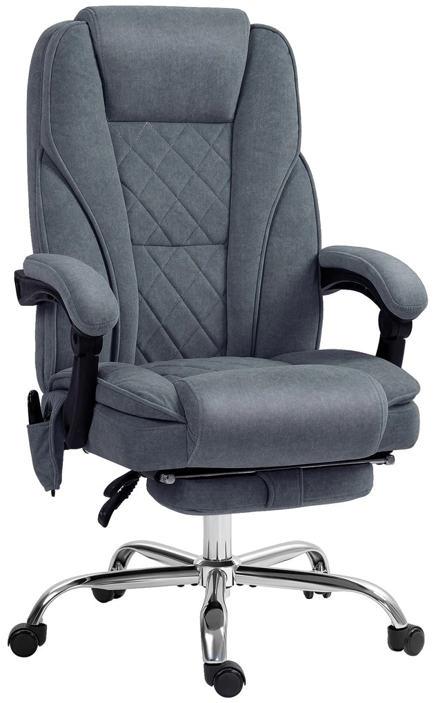 Vinsetto Cadeira de Escritório de Massagem com Aquecimento Altura e Encosto Reguláveis Controle Remoto Apoio Os Pés Retrátil Cinzento | Aosom Portugal