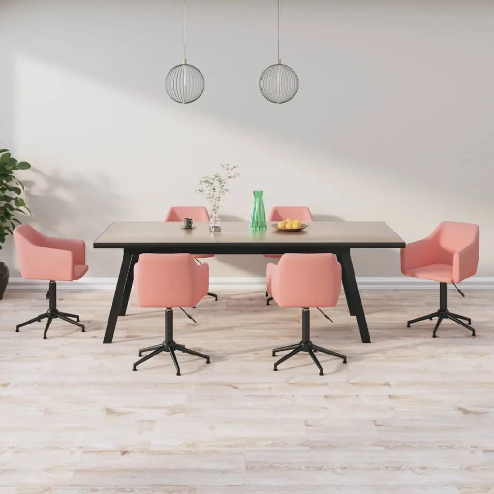 vidaXL Cadeiras de jantar giratórias 6 pcs veludo rosa