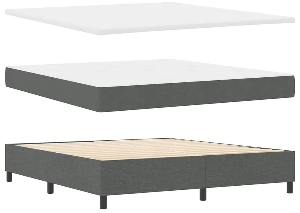 Cama Box com Colchão Cinza Escuro 180x200 cm em Tecido
