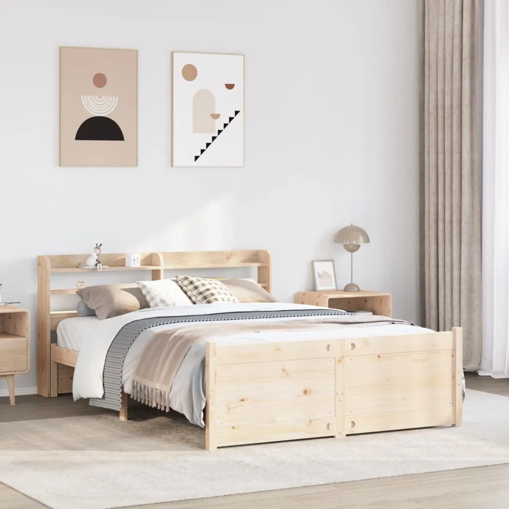 Estrutura de cama com cabeceira 160x200 cm pinho maciço