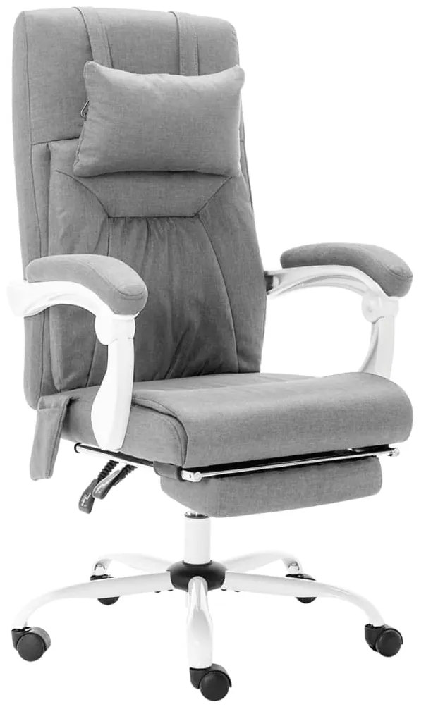 vidaXL Cadeira de escritório c/ função de massagem tecido cinzento